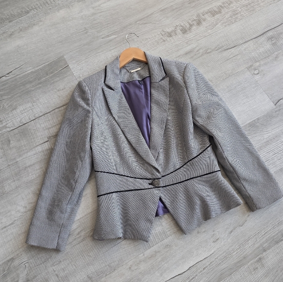 White House Black Market houndstooth stretch blazer sz 8 - Picture 3 of 10